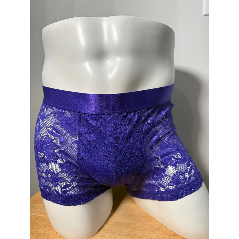 Cosabella Men's Never Say Never Lace Trunk Boxer Brief Violet Size‎ L